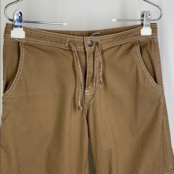 PRANA S Tan Cargo Capri Cropped Pants Embroidered - Picture 2 of 8